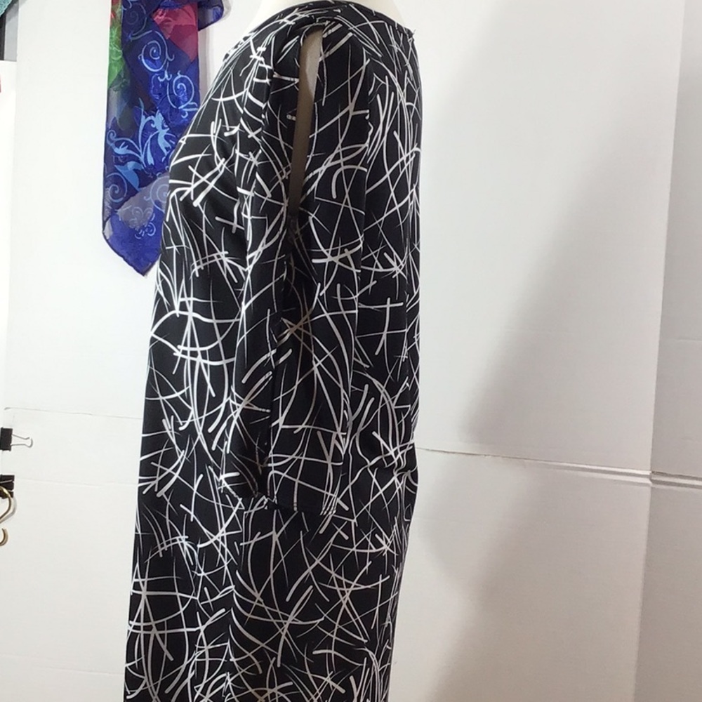 Michael Edwards Black and White Abstract shift Dress L View 5